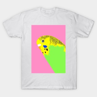 Green Budgie Bird Portrait T-Shirt